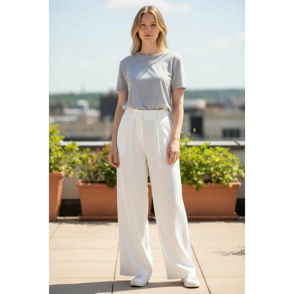 RAMY BROOK Pants NEW Size 0 Ava Pant White Slack Pockets Straight Leg Relaxed - Picture 5 of 5